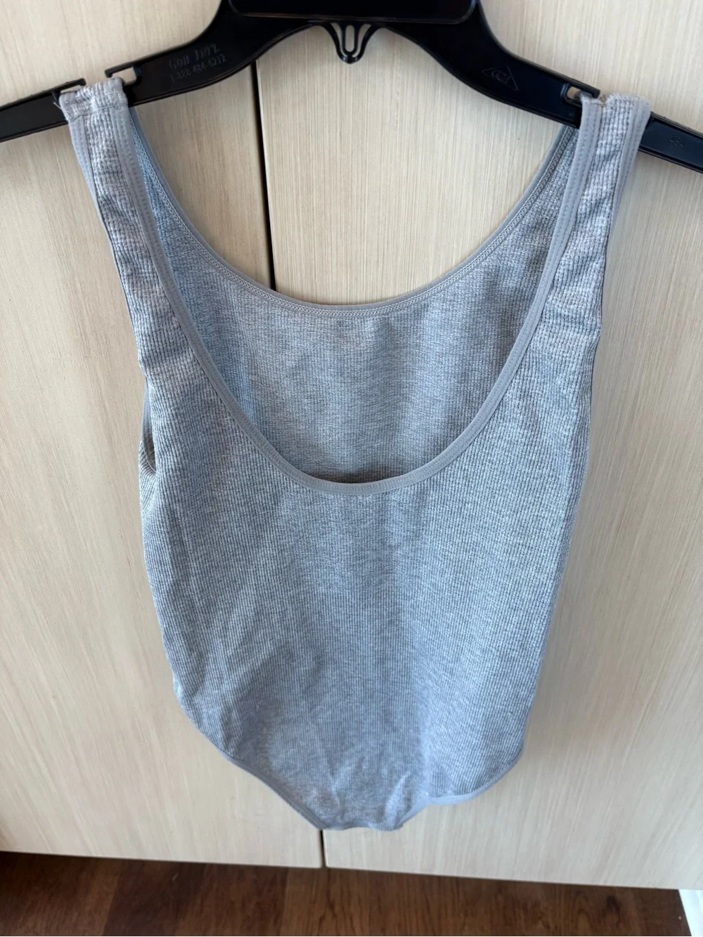bp Gray Ribbed Scoop Neck Top